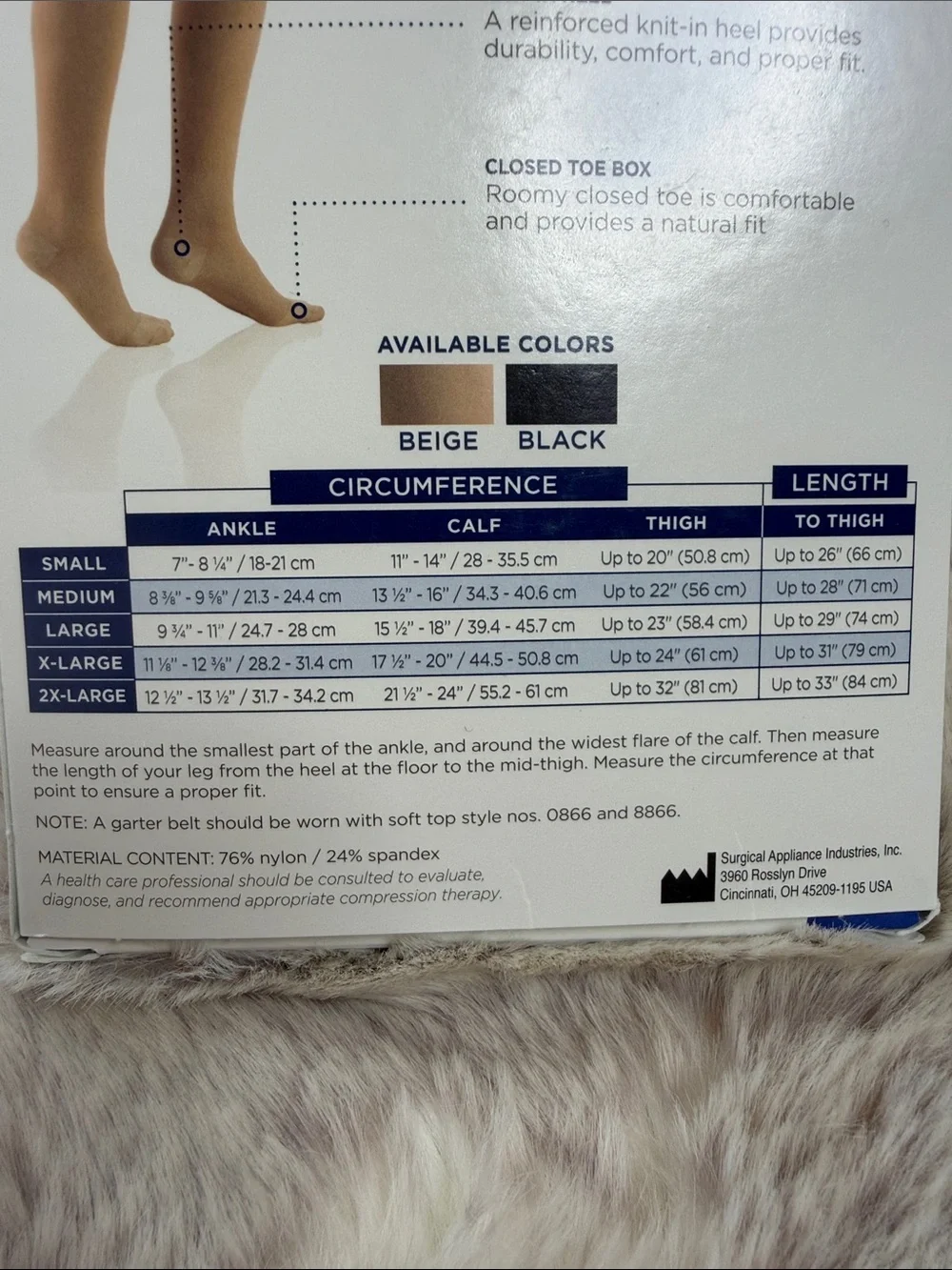Truform | Unisex Beige Medical Compression Thigh-High Stockings, X-Large, NWT